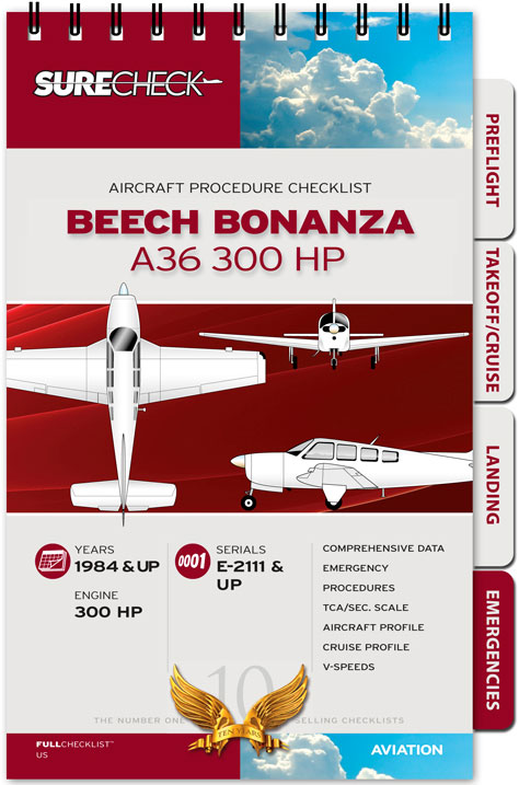 Surecheck Beech Bonanza A36 300HP Spiral Bound Checklist